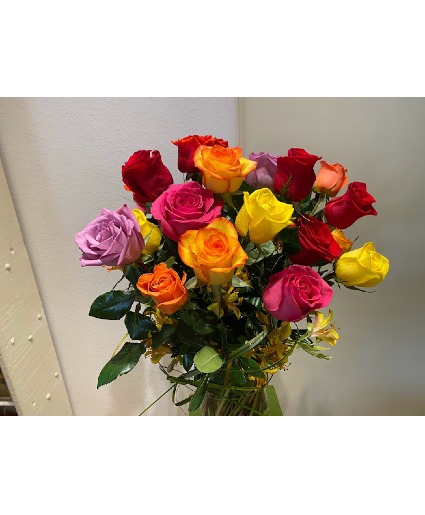 Rainbow Roses Custom Arrangement