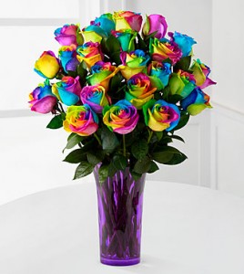 Rainbow Roses in Vase 