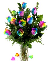 Rainbow Roses Vase Arrangement