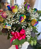 Rainbow roses  Vase Arrangement 