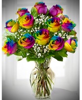 Rainbow Roses Vase Arrangement