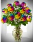 Rainbow Roses Vase Arrangement