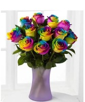 Rainbow Roses vased