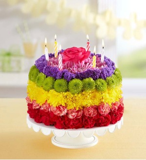 Rainbow Sugar Kiss Flower Cake 