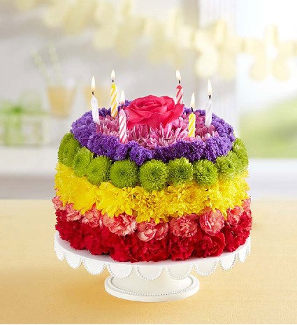 Rainbow Sugar Kiss Flower Cake 