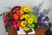 Rainbow Surpriese  Wooden Box Arrangement