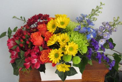 Rainbow Surpriese Wooden Box Arrangement