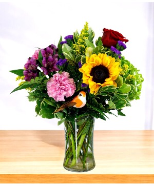 Rainbow Swirl Vase Arrangement
