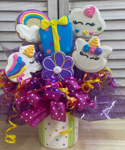 Rainbow Unicorn  Cookie Bouquet 