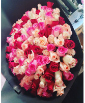 ramo bouchon 100 roses wrapped