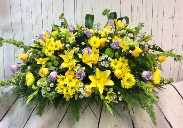 Ray of Sunshine Casket Spray  in Culpeper, VA | ENDLESS CREATIONS FLOWERS AND GIFTS