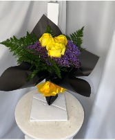 Rayito De Sol 3 yellow roses wrapped 