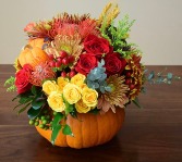 Real Pumpkin  Floral arrangement 