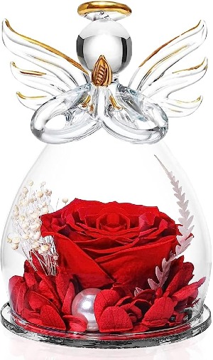 Real Rose Glass Angel Gift 