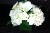 RECEPTION CENTERPIECE 5 CENTERPIECES/WHT HYDRANGEAS, ROSES, CALLA LILLIES
