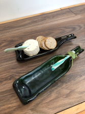 Slumpled wine bottle cheese plate Handmade in newfoundland