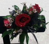 Red and Black Corsage