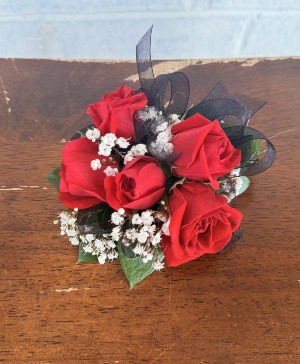 Red and Black Corsage  prom 