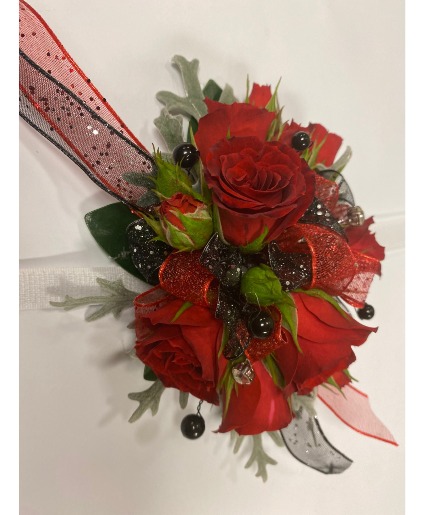 Red and Black  PROM FLOWERS