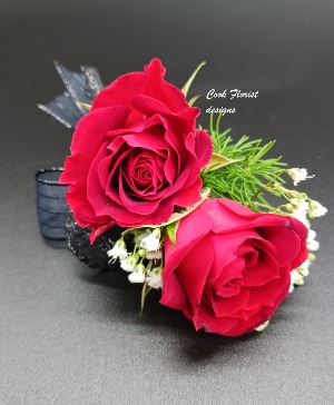RED AND BLACK ROSE Boutonniere 