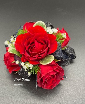 Red and Black Rose  Wrist Corsage 