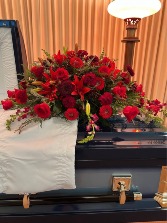 Red and Burgundy Casket Spray casket spray flowers