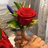 Red and Gold Boutonniere 