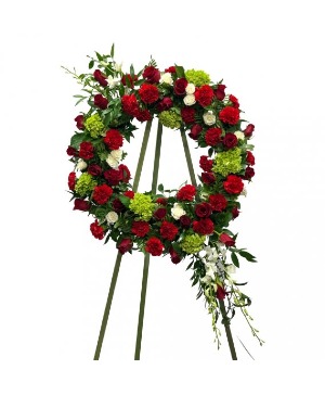 Red and Green Wreath Wreath Standing Spray