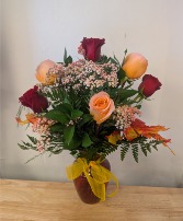 Red and peach fall roses Mesa Apache junction  