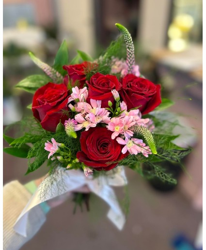 Red and Pink Handheld Bouquet