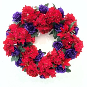 Red and Purple Silk Wreath Round Wreath