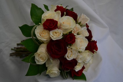 Red and white bouquet  wedding