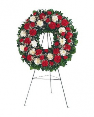 Red and White Carnation Wreath Funeral/memorial