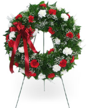 Red and White Carnation Wreath  Standing Wreath 