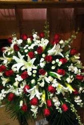 Red and White Casket Cover Funeral 