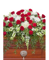 RED AND WHITE CASKET SPRAY 
