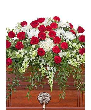 RED AND WHITE CASKET SPRAY 