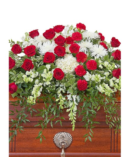 RED AND WHITE CASKET SPRAY 
