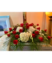 Red and White Casket Spray  Casket Spray 