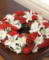 Red and White Cremation Wreath 