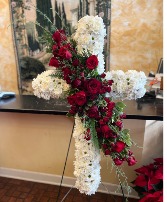 RED AND WHITE CROSS Flower Arrangement