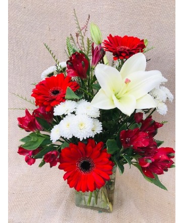 Red and White Delight Fresh Vase Arrangement in Coleman, WI | COLEMAN FLORAL & GREENHOUSES Red and White Delight Fresh Vase Arrangement in Coleman, WI | COLEMAN FLORAL & GREENHOUSES