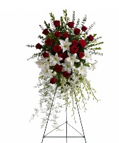 Red and White Elegance Spray Easel Spray 