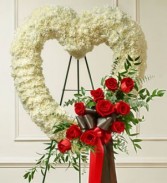 Red Rose and carnations, Open Heart Standing Spray 
