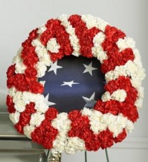 Red and White Patriotic  Memorial Wreath