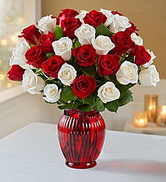 Red and White Rose Arrangement