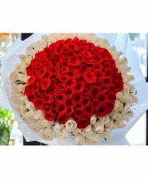 Red and white rose bouquet  