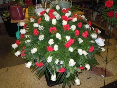 Red and White Rose (C31) Casket Spray