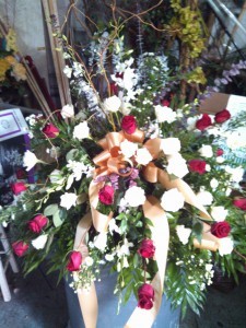 Red and White Roses Casket Cover