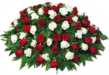 Red and White Roses Casket Spray 